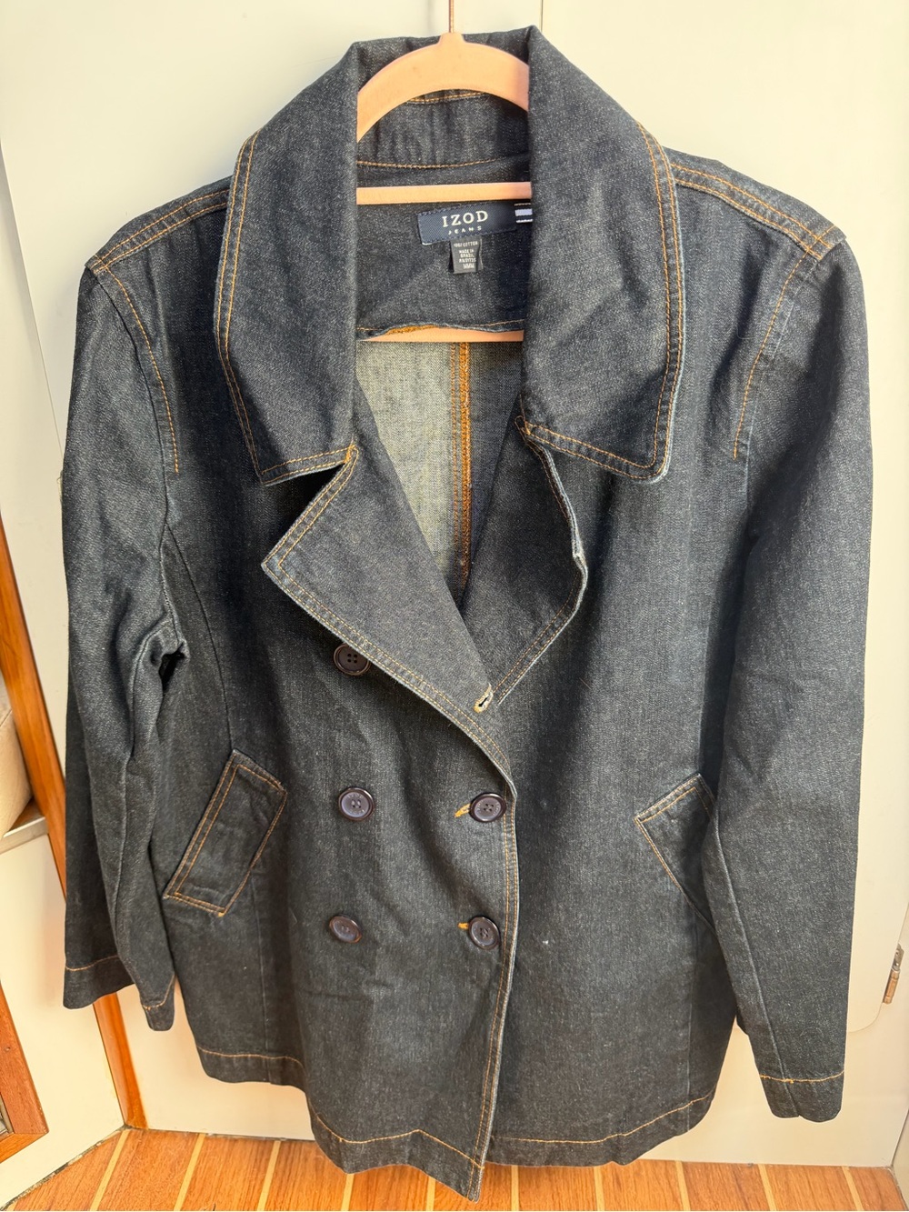 IZOD Women's Dark Indigo Denim Peacoat medium